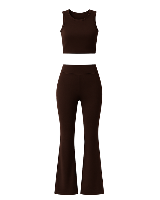 Дамски спортен сет в кафяво